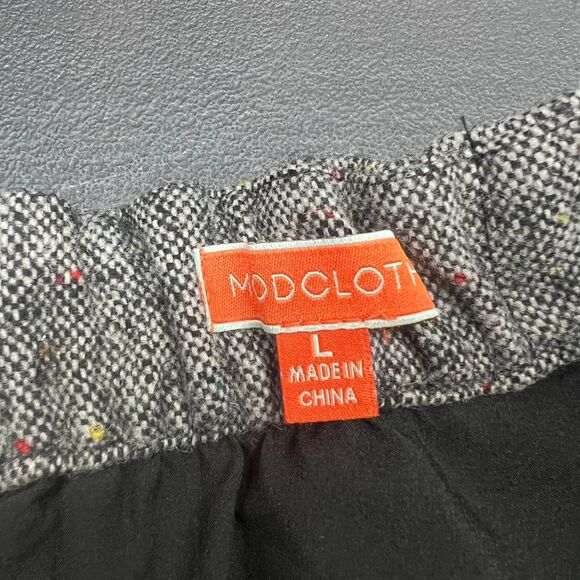 Vintage Modcloth Lined Pockets Heather Gray A-Line Tweed Midi Skirt Womens L - Picture 6 of 11